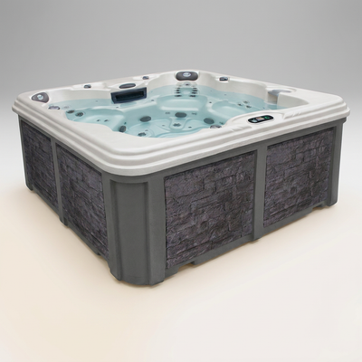 7-Person Outdoor Hot Tub with Dual Captain Chairs and Open Footwell