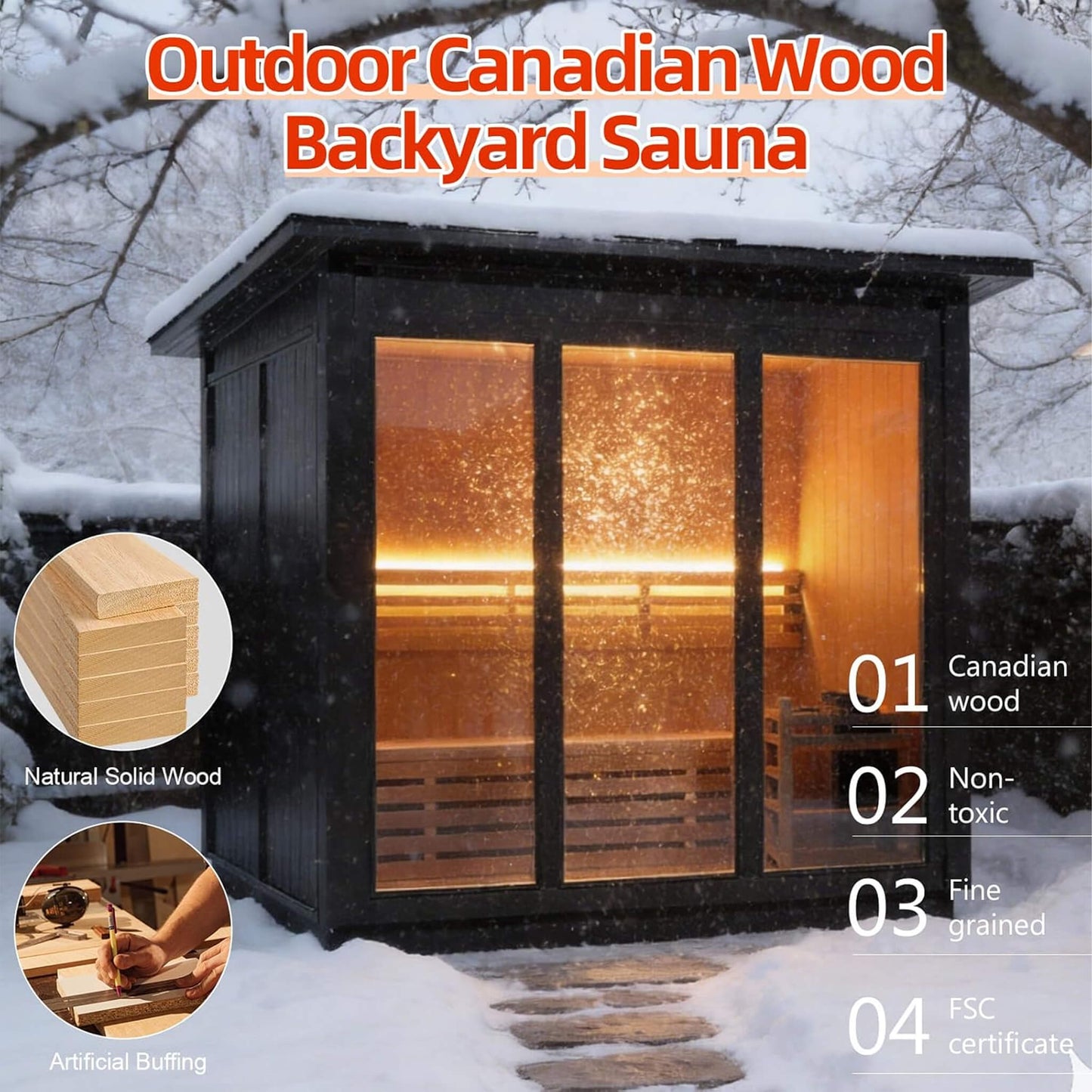 Custom 4-Person Outdoor Cedar Steam Sauna
